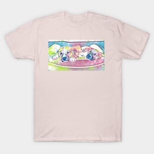 Puppies sleeping artistic pastel T-Shirt